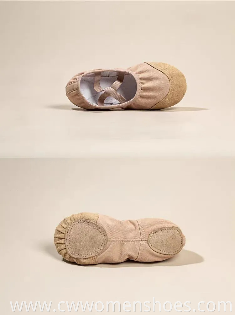 Brown Sheep Tips Ballet Shoes Soft Split Sole Dancing Canvas Ballerina Slippers